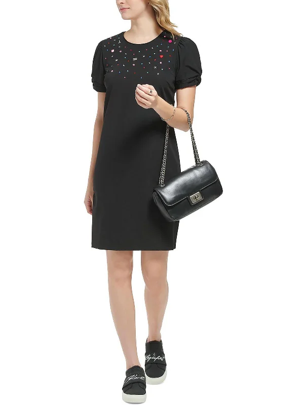 Womens Embellished Ruched Shift Dress Cotton unclassified dresses