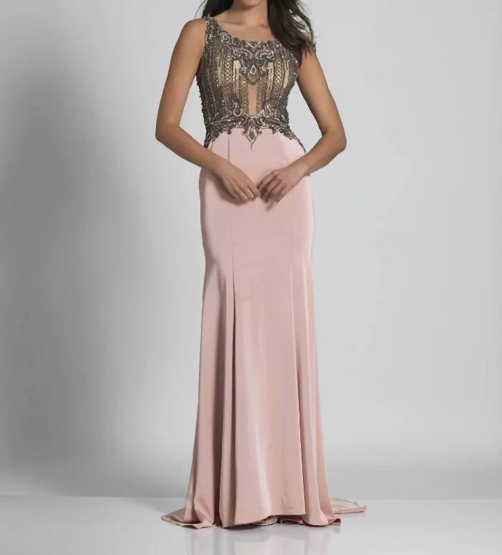Evening Gown In Blush Beaded unclassified dresses