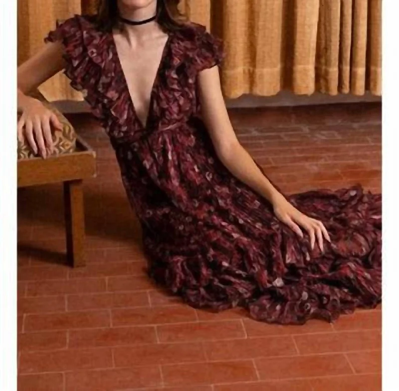Jacqueline Dress In Ruby Print Monochrome unclassified dresses