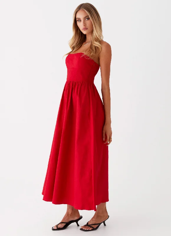 Love Me Later Midi Dress - Red