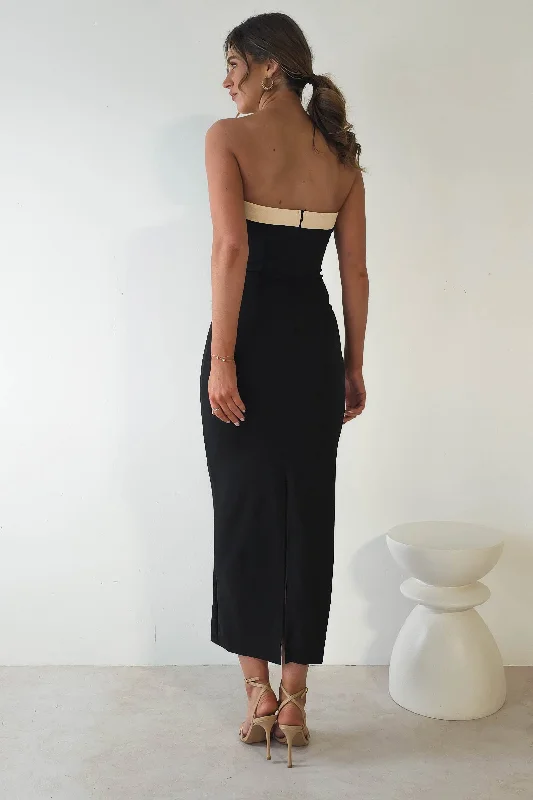 Piper Strapless Maxi Dress | Black/Cream