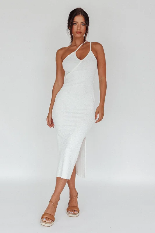 Planets Align Double Strap Midi Dress White