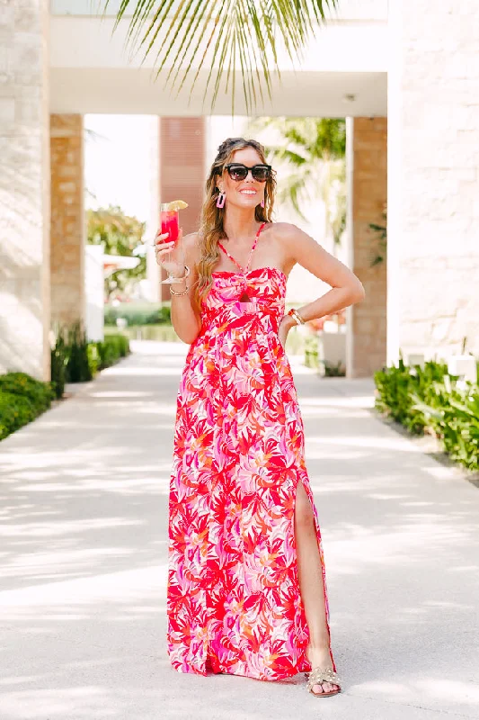 Soak In The Sun Tropical Print Maxi Dress Tori X Pink Lily