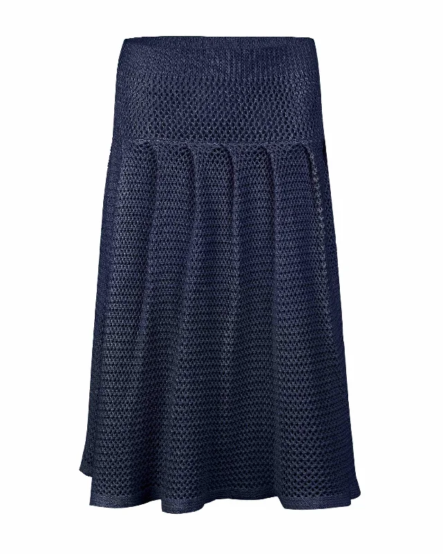 Crochet Pleat Midi Skirt - Evening Blue