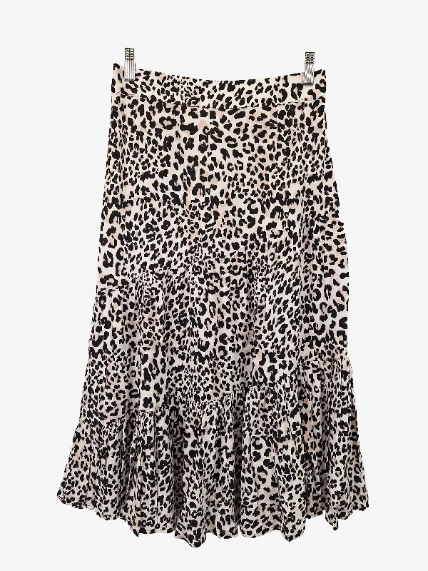 Decjuba Animal Print Tiered Midi Skirt Size S