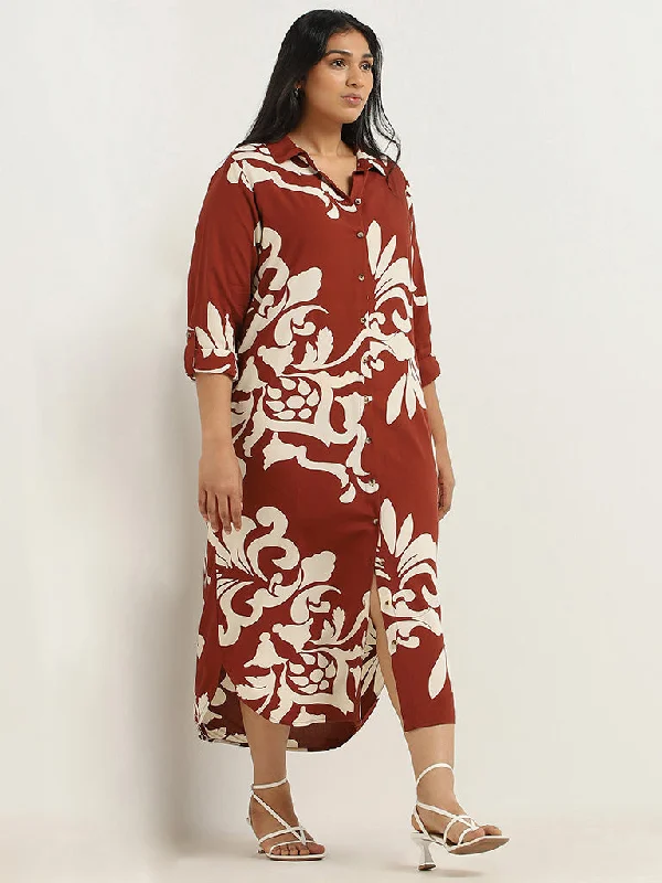 Gia Brown Printed Shirt Dress