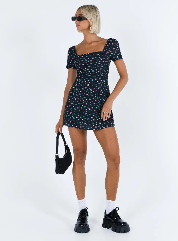 Hastings Mini Dress Black Floral