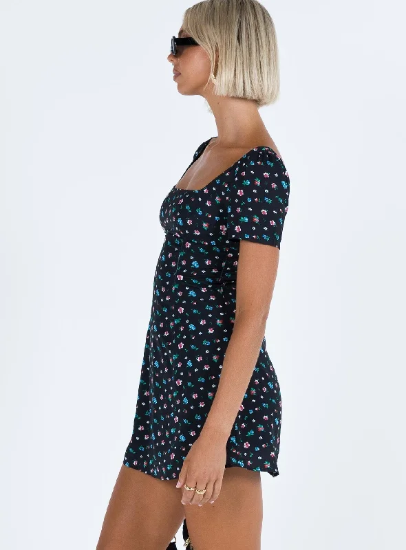 Hastings Mini Dress Black Floral