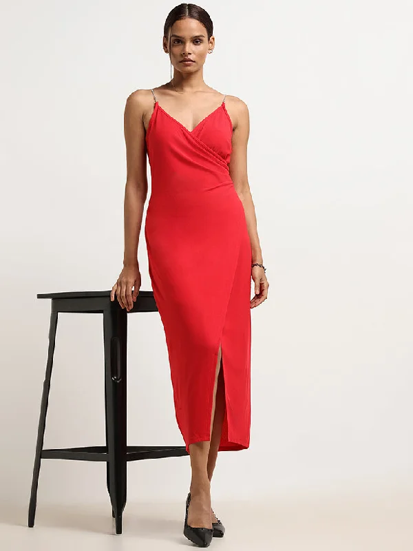 Wardrobe Red Strappy Midi Dress