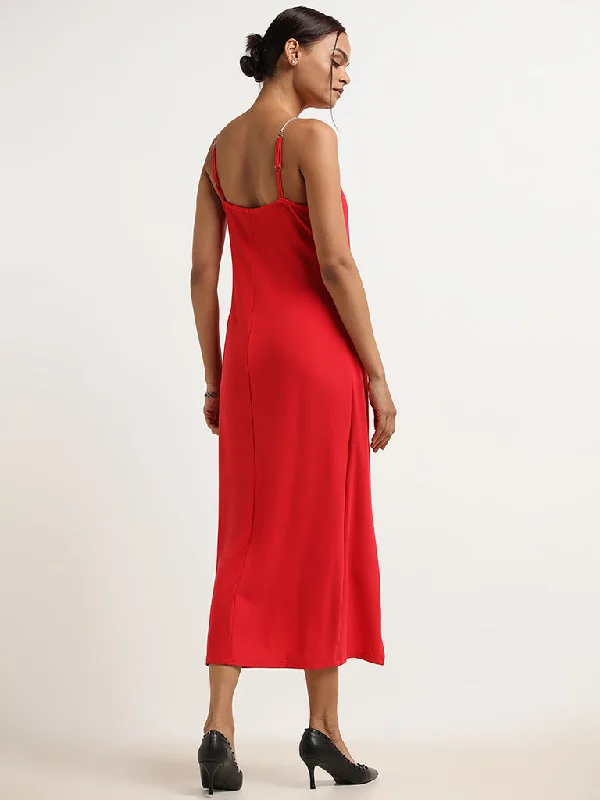 Wardrobe Red Strappy Midi Dress