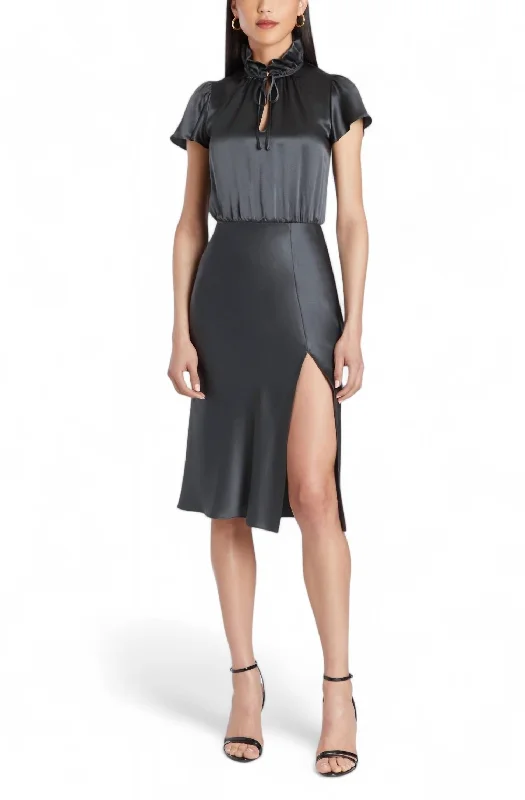 Vittoria Silk Midi Dress In Zinc Winter Midi Skirt